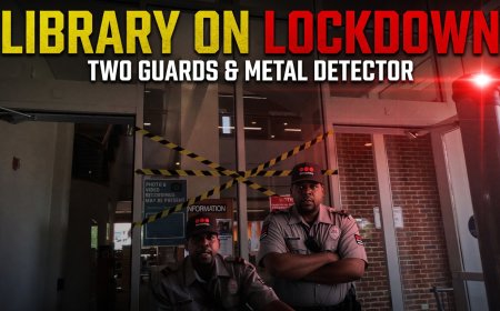 Library on Lockdown: Two Guards & Metal Detector on Main Street