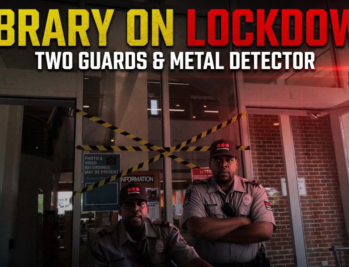 Library on Lockdown: Two Guards & Metal Detector on Main Street
