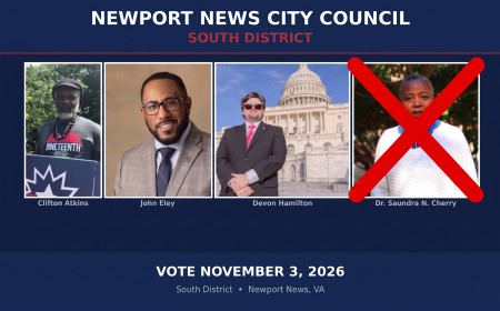 Newport News Virginia 2026 City Council – South District (New Poll 9/2/26)