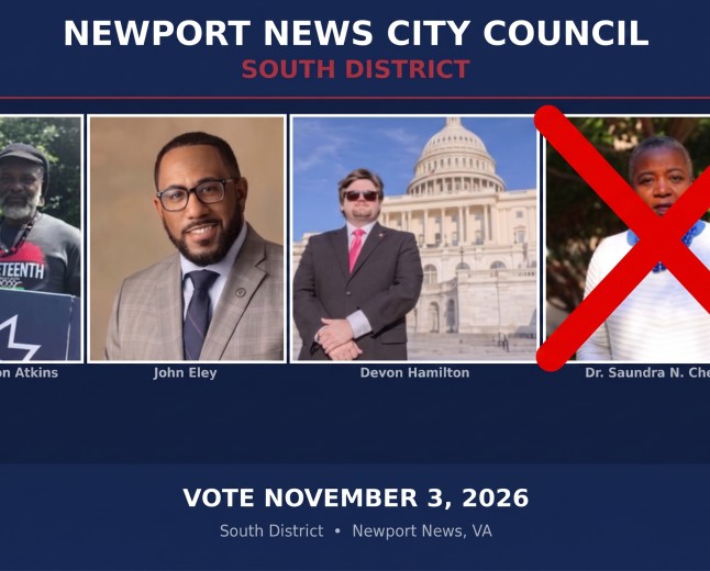Newport News Virginia 2026 City Council – South District (New Poll 9/2/26)